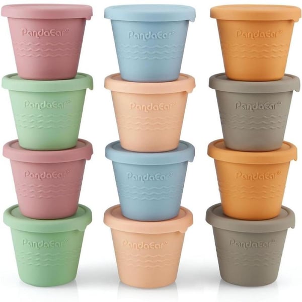 12 Pack Silicone Baby Food Storage Containers, 120 ml Reusable Small Snack Containers Freezer Storage with Airtight Lids Leak Proof for Infants Kids Babies, Microwave & Dishwasher Safe