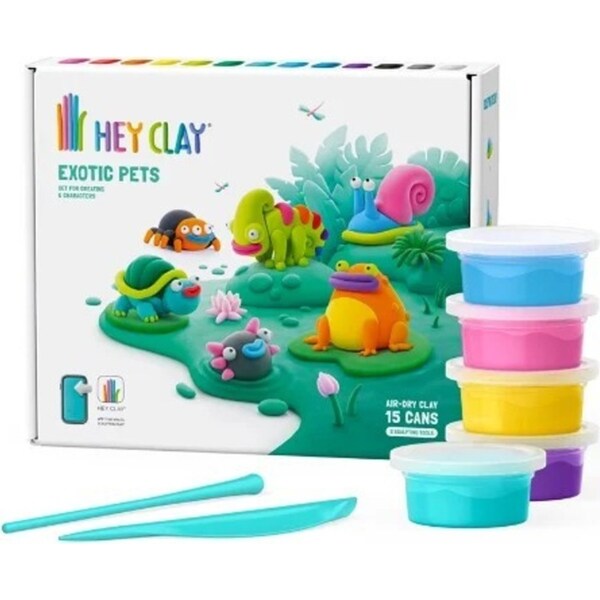 HEY CLAY Exotic Pets 15 Cans & 2 Tools Kids/Children Craft Sculpting Fun Toy 3+