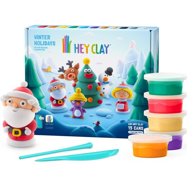 Hey Clay Winter Holidays 15 Cans Kids/Children Craft Sculpting Play Toy 3+