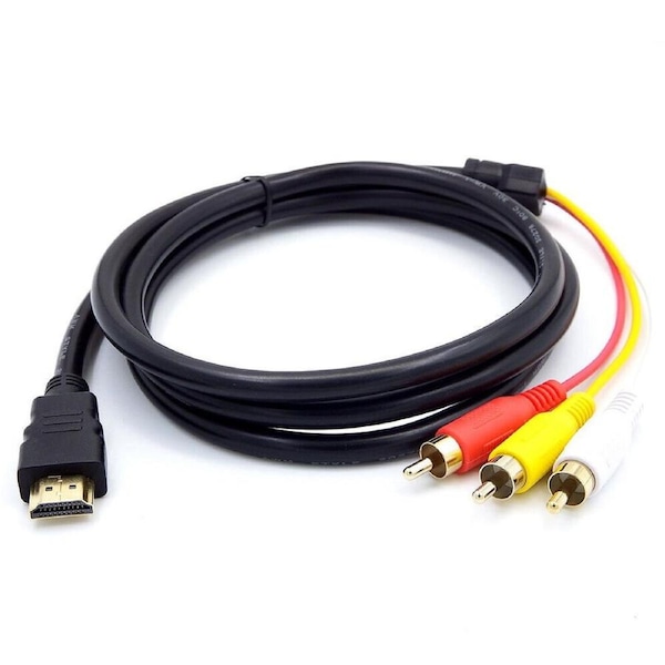 HDMI Male to 3RCA AV Composite Male M/M Connector Adapter Cable Cord Transmitter