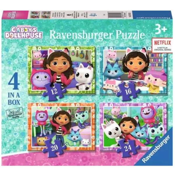 Ravensburger Gabbys Dollhouse 4 In A Box Jigsaw Puzzle