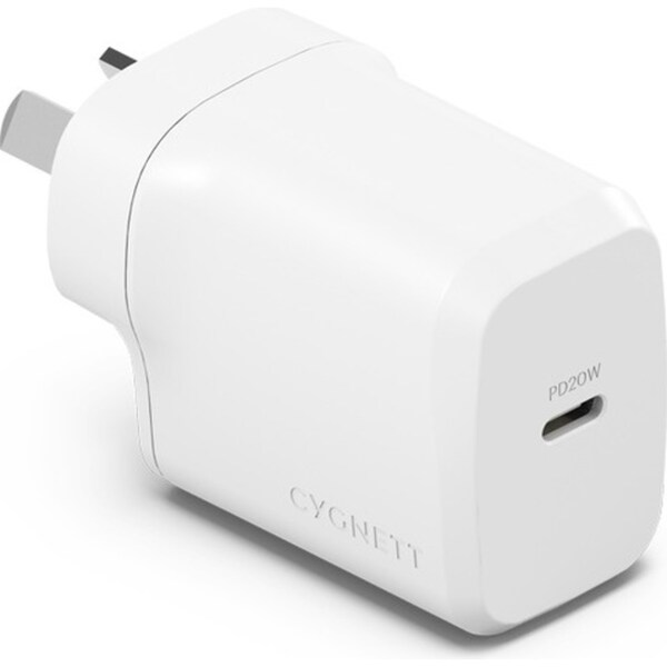 Cygnett PowerPlus 20W USB-C Wall Apple iPhone Fast Travel Charger Adapter White