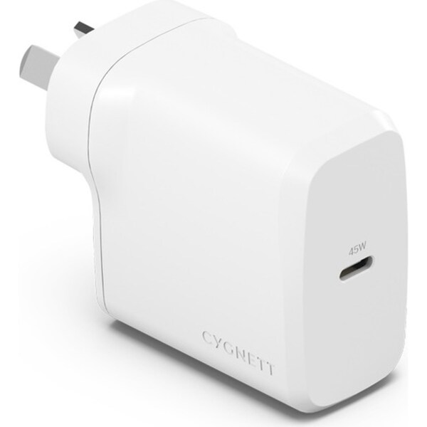 Cygnett PowerPlus 45W GaN USB-C Wall Android Fast Travel Charger Adapter White