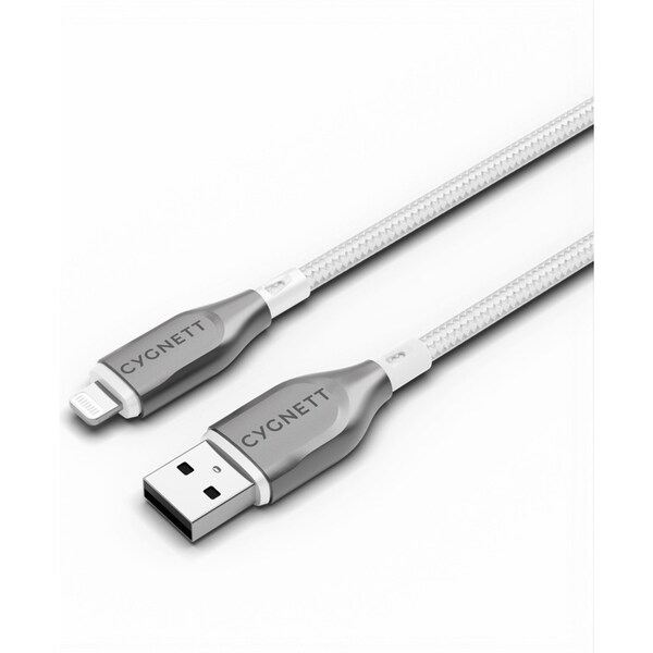 Cygnett Armoured USB-A to 8-Pin Charging Data Sync Cable 2M For iPhone White