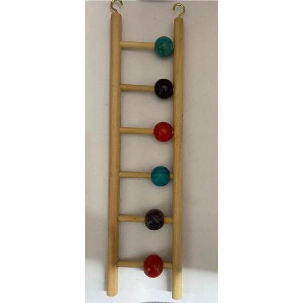 BIRD TOYS 1 PCS - WOODEN 6 STEPS LADDER WITH BEADS