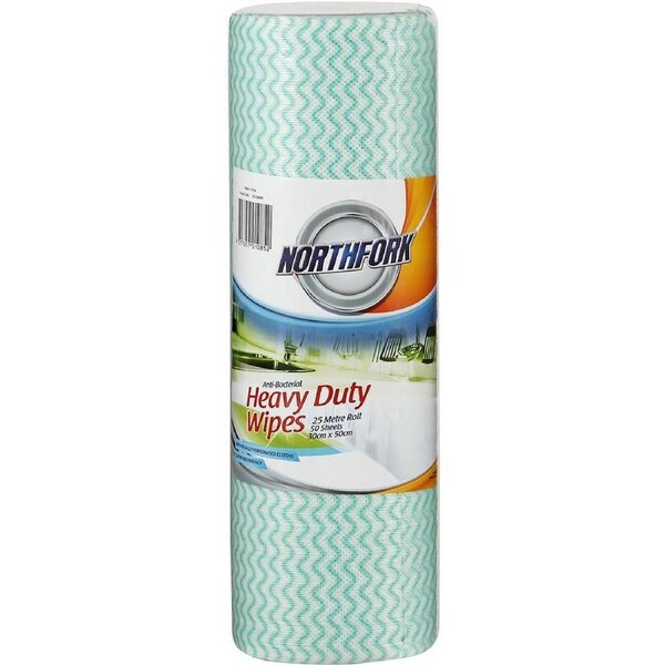Northfork Heavy Duty Antibacterial Perforated Wipes Green Pack 50 Sheets