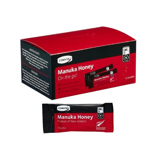 Comvita UMF® 5+ Manuka Honey On-The-Go 10g *12 Sachets (Not For Sale In WA)(Expiry Date: 05 April 2026)