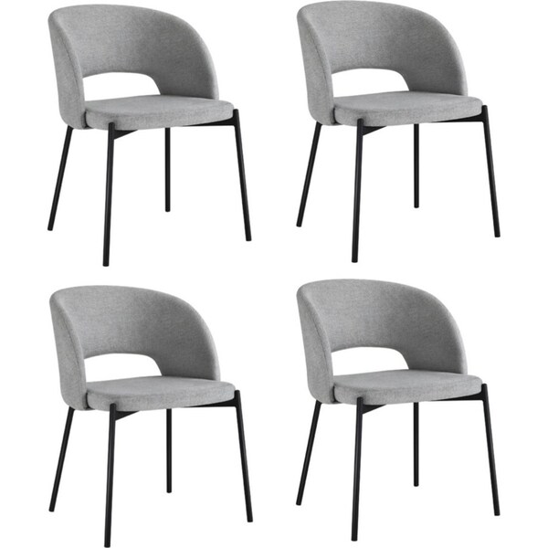 Oikiture 4x Armchair Dining Chair Accent Chairs Tub Armchairs Fabric Grey&Black