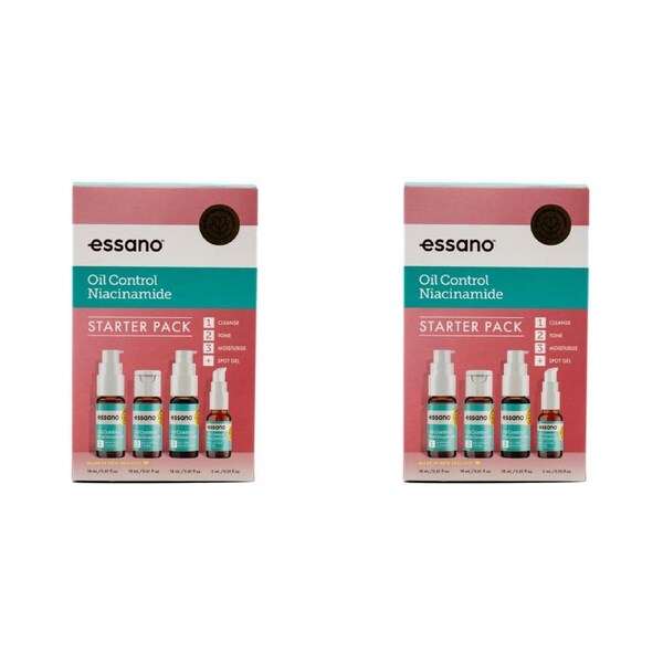 2x 4pc Essano Oil Control Niacinamide Clenser/Moisture Spot Gel Starter Pack
