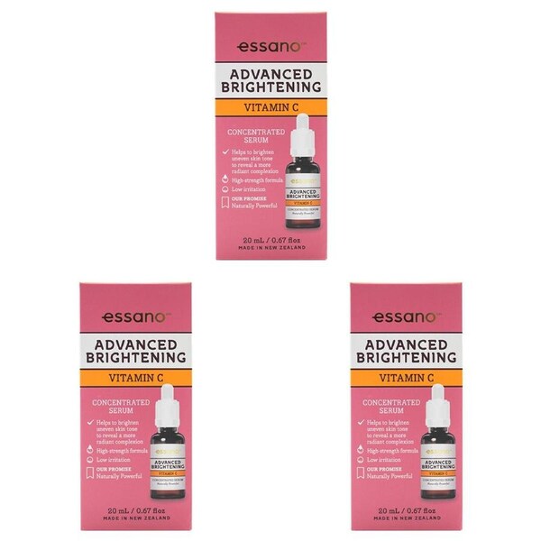 3x Essano Concentrated Serum Advanced Brightening Vitamin C Skin Hydration 20ml