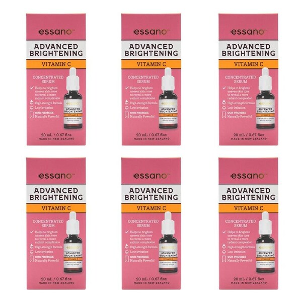 6x Essano Concentrated Serum Advanced Brightening Vitamin C Skin Hydration 20ml
