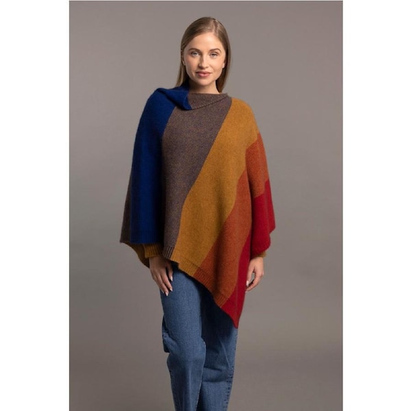 McDonald Possum Merino Ombre Womens Poncho-Primary