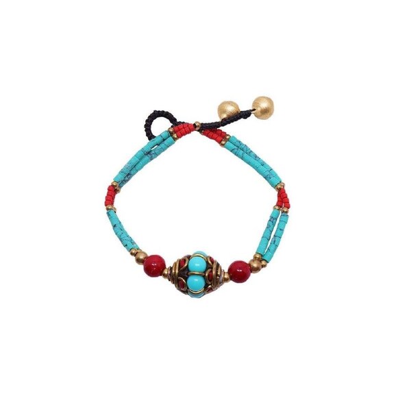 Ethnic Style Handmade Bracelet Color Stone Sky Bead Fashion Round Bead Bracelet
