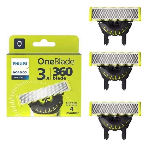 3pc Philips QP430/50 OneBlade 360 Face Shaver Accessory Replacement Blade Pack