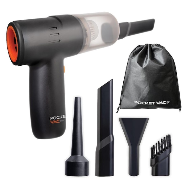 Pocket Vac - With 4 Multi-Use Attachments - 2-in-1 Handheld Vacuum And Blower For Fast, Easy Cleaning