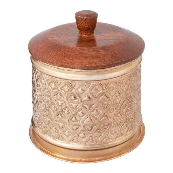 Willow & Silk Trinket Storage Box Handmade 14cm Antique Gold Metal with Lid