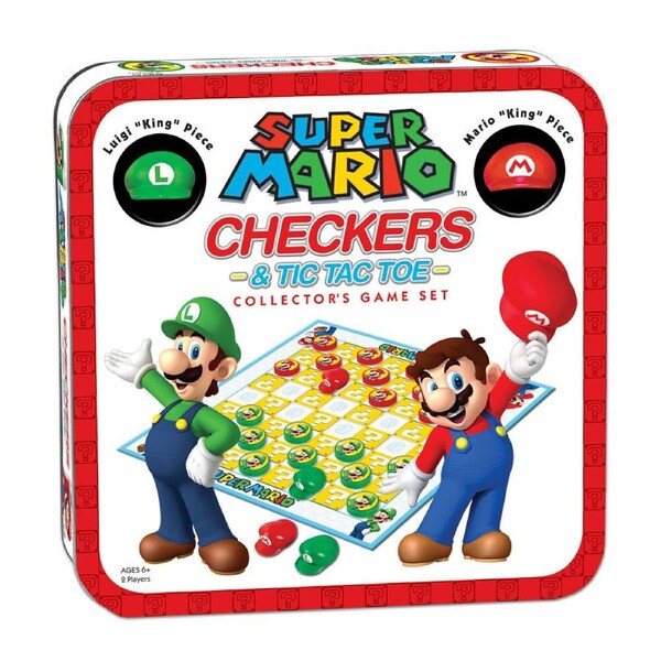 The Op Super Mario Checkers Tic Tac Toe Traditional Collectors Board Game Set