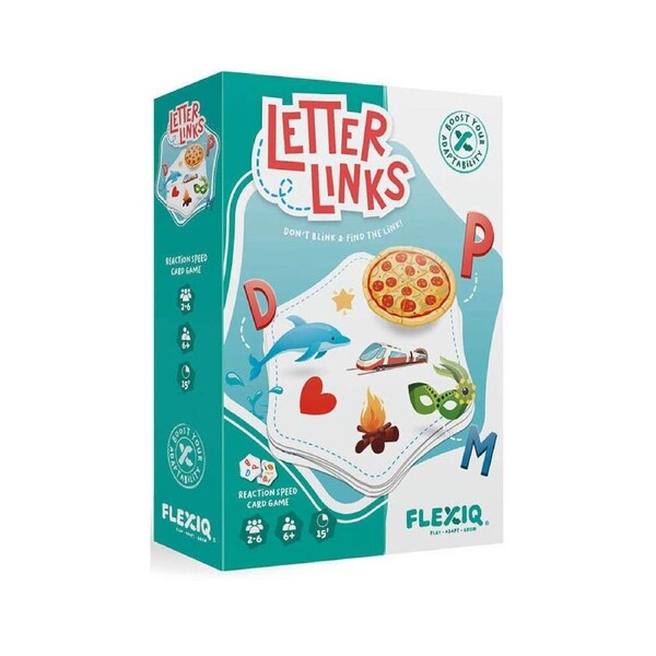 Flexiq Letter Links Reaction Speed Card Game Family Party 2-6 Players Set 6y+
