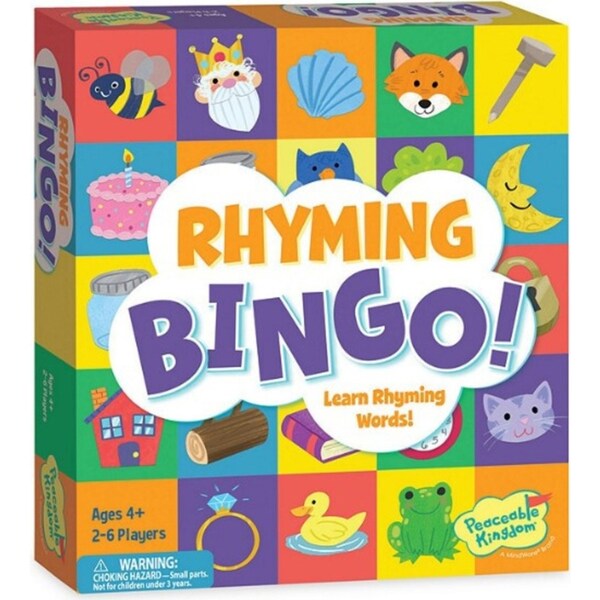 Peaceable Kingdom Rhyming Bingo Learning Words Game Kids 2-6 Players Set 4y+