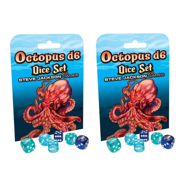2x 6pc Steve Jackson Games Octopus D6 Dice Set Board Game Accessory 16mm 14y+