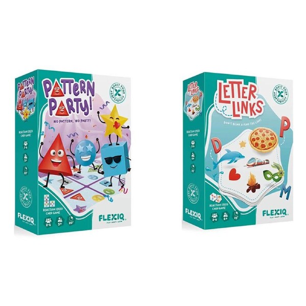Flexiq Letter Links Reaction Speed Card Game 6y+ And Pattern Party Set 5y+