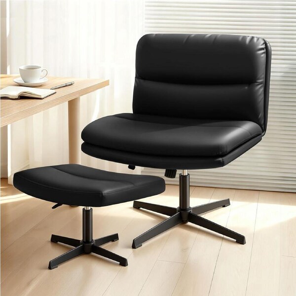 1 ALFORDSON Office Chair Ottoman Set PU Leather Black