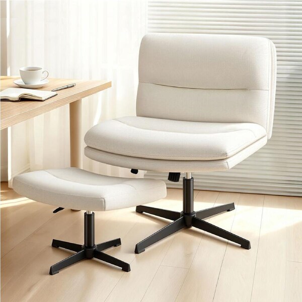 1 ALFORDSON Office Chair Ottoman Set Velvet Beige