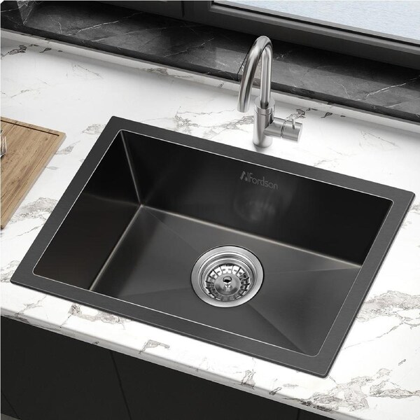 ALFORDSON Kitchen Sink 45x30cm Stainless Steel Basin Single Bowl Black