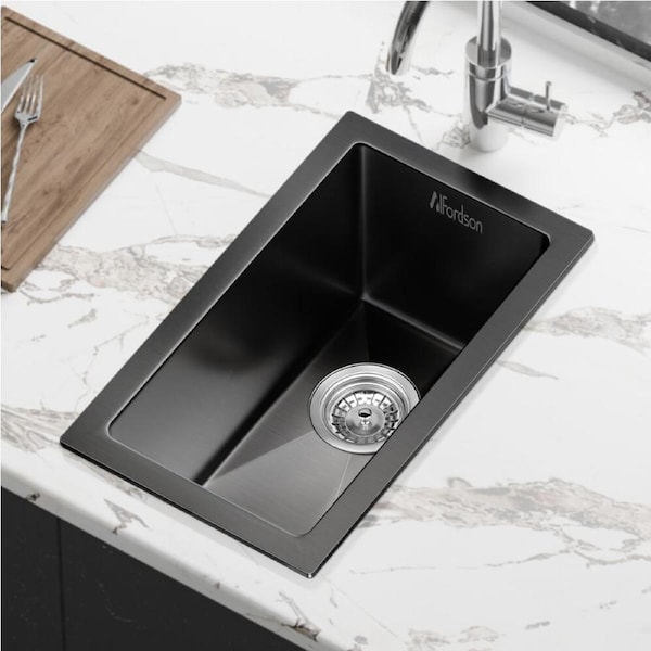 ALFORDSON Kitchen Sink 25x45cm Stainless Steel Basin Single Bowl Black