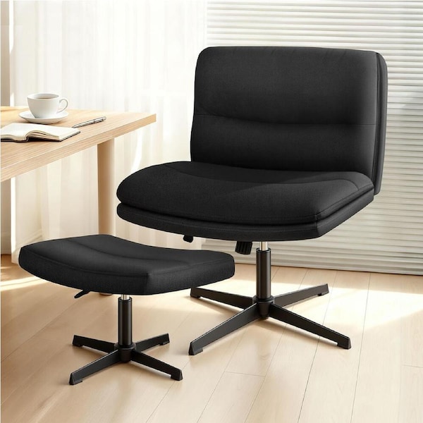 1 ALFORDSON Office Chair Ottoman Set Fabric Black