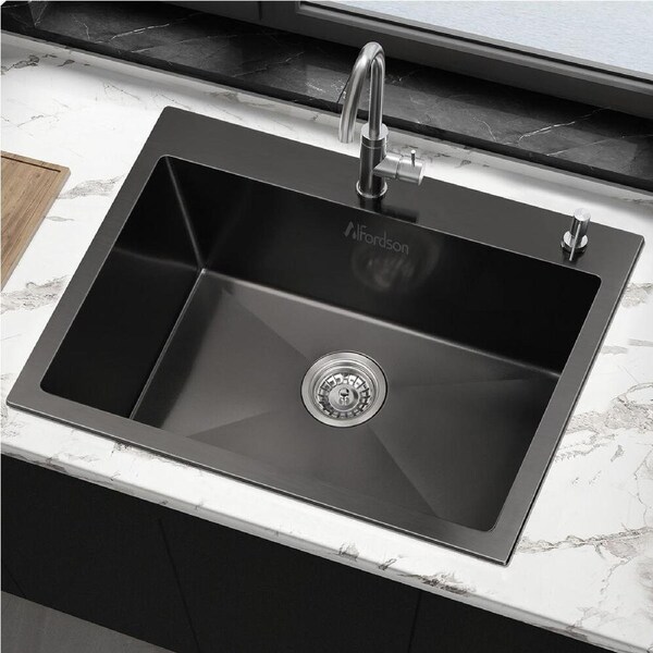 ALFORDSON Kitchen Sink 60x45cm Stainless Steel Basin Single Bowl Black