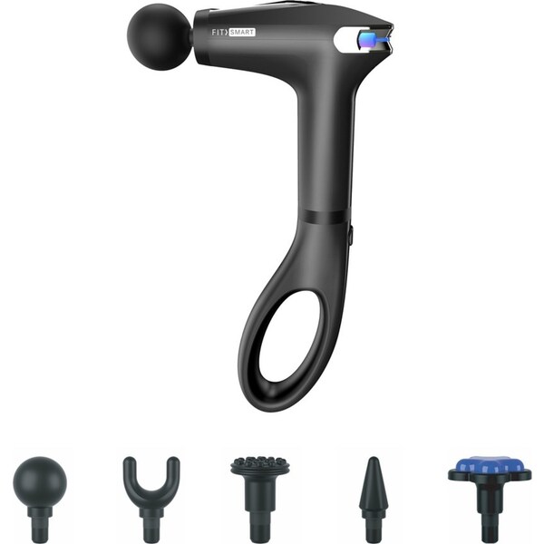 FitSmart FS-4500 I-Reach Massage Device Gun Cooling Head 5 Attachments Black