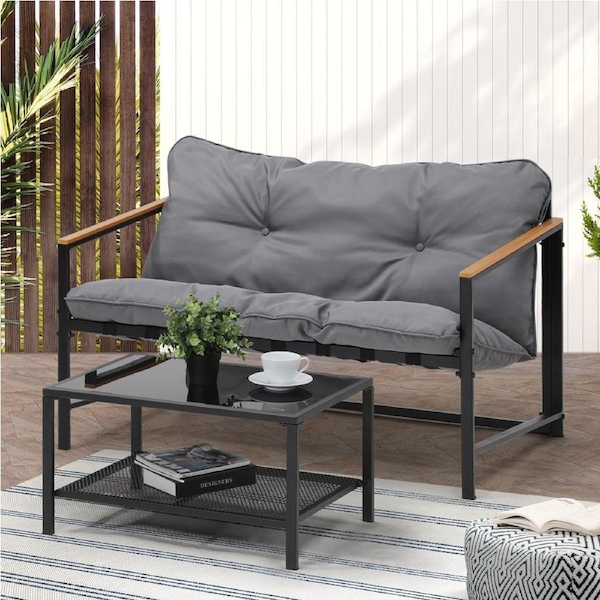 Livsip 2 Piece Outdoor Patio Sofa Set Garden Lounge Setting Furniture