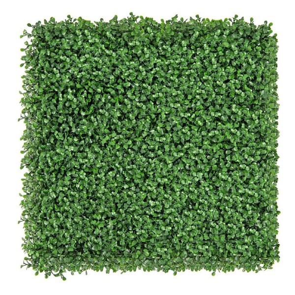 Costway 12PCS 50 x 50 cm Artificial Grass Wall Panels Indoor Outdoor Faux Boxwood Decoration Green