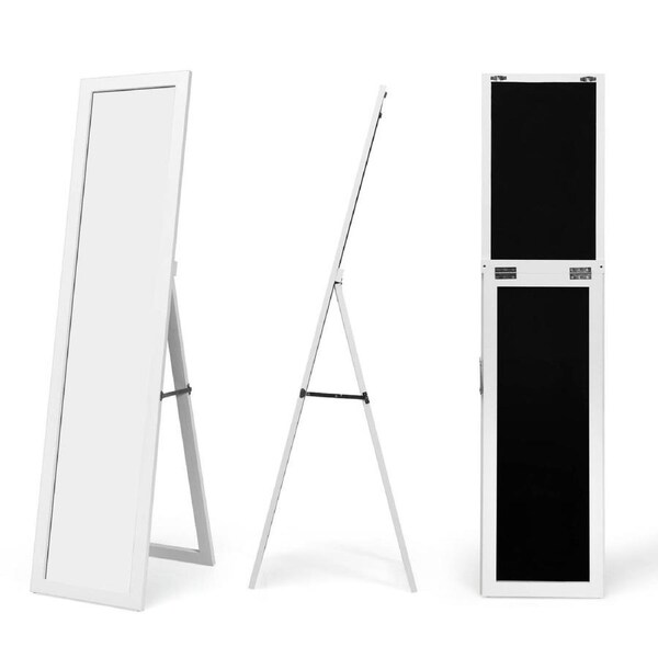 Costway Full-length Wooden Mirror Free-Standing Mirror Wall Mirror Bedroom & Living Room White