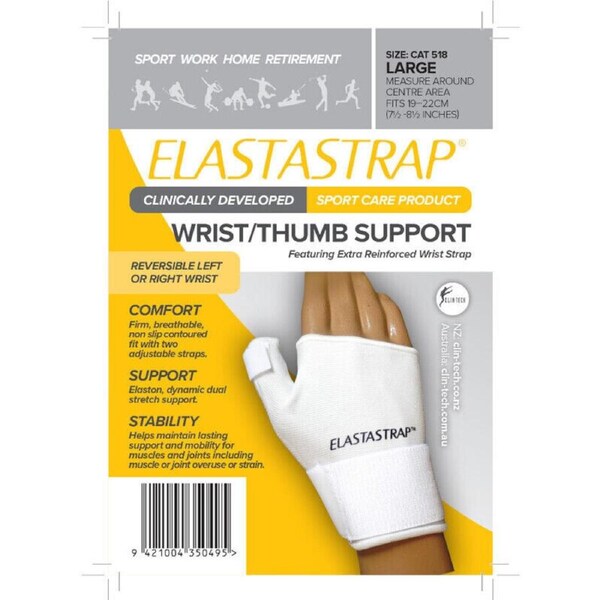 Elastastrap Compression Wrist & Thumb Strap White - Large