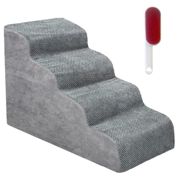Non-Slip 4 Tiers Dog Ramp/Step/Stair Foam Dog Steps for High Beds or Couches
