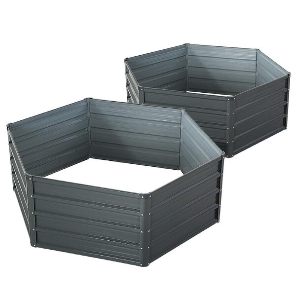 2x Garden Bed 130x130x46cm Planter Box Raised Container Galvanised Herb Flower