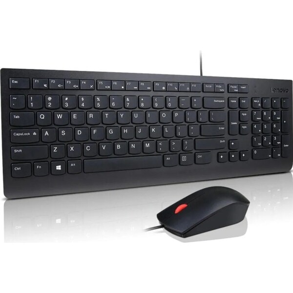 Lenovo Essential Wired Keyboard & Mouse Hotkey Height Adjustable Combo Set