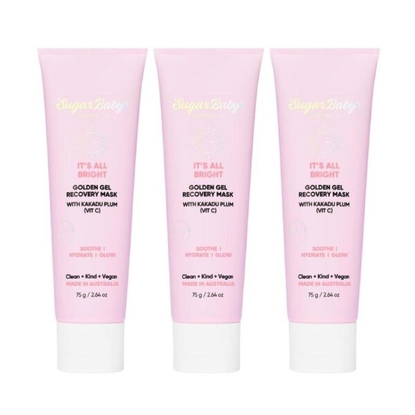 3x SugarBaby It's All Bright Golden Gel Recovery Mask With Kakadu Plum (Vit C) 75g