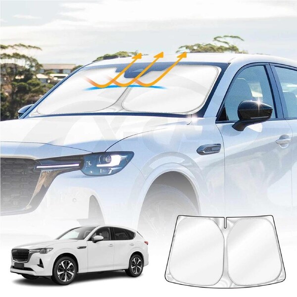 WindScreen Sun Shade for Mazda CX-60 CX60 2023-Onwards Blocks UV Rays Foldable Custom Wind Screen Sun Visor Protector