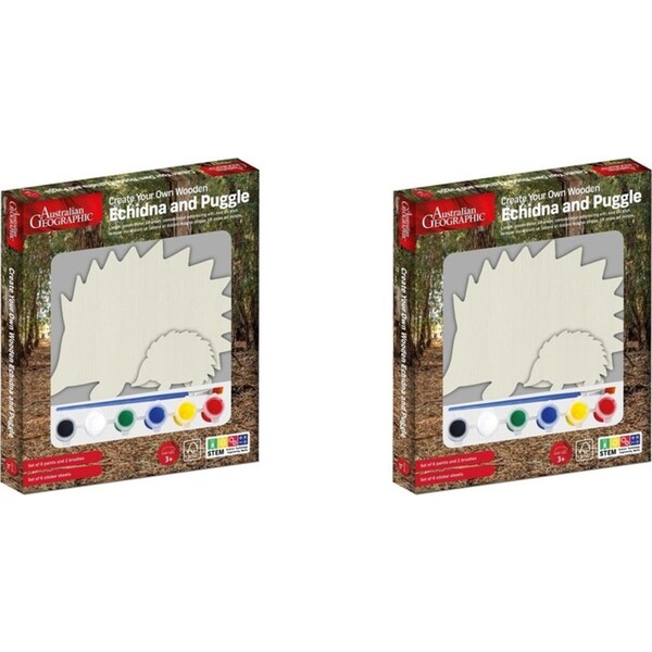 2x Australian Geographic Create Your Own Wooden Echidna and Puggle Kids Toy 3+