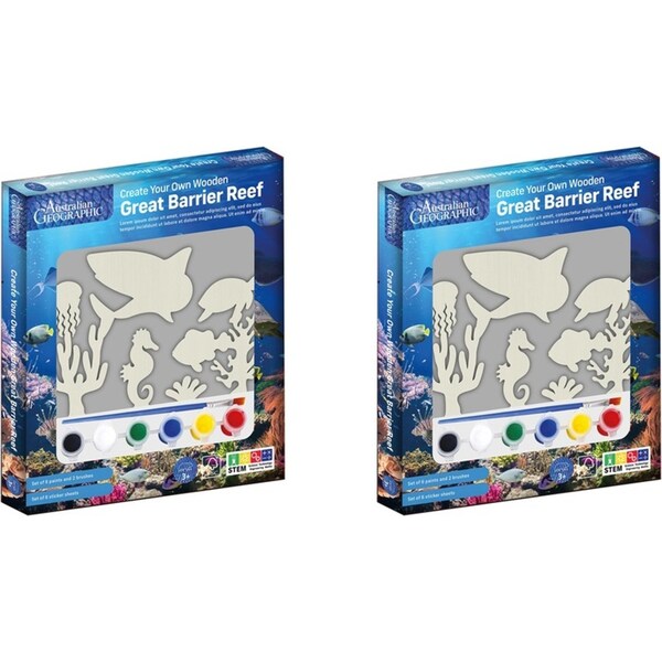 2x Australian Geographic Create Your Own Wooden Great Barrier Reef Kids Toy 3+