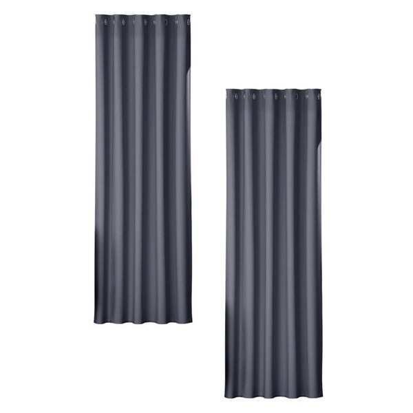2X Blockout Curtains Curtain Blackout Bedroom Window Eyelet Charcoal 180 x 213cm
