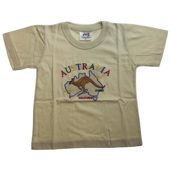 Kids Australia Kangaroo T Shirt Tee Childrens Child 100% Cotton Top - Beige 4