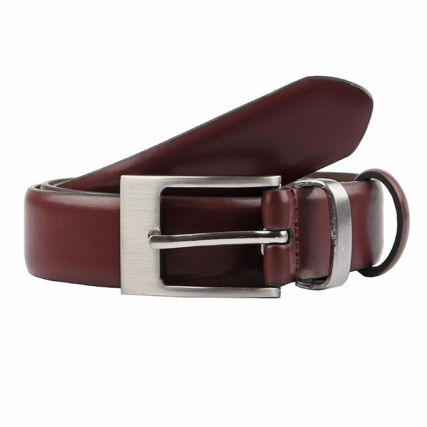 Double Keeper Leather Dress Belt in Chestnut Medium