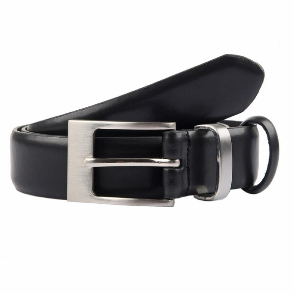 Double Keeper Leather Dress Belt in Black Small