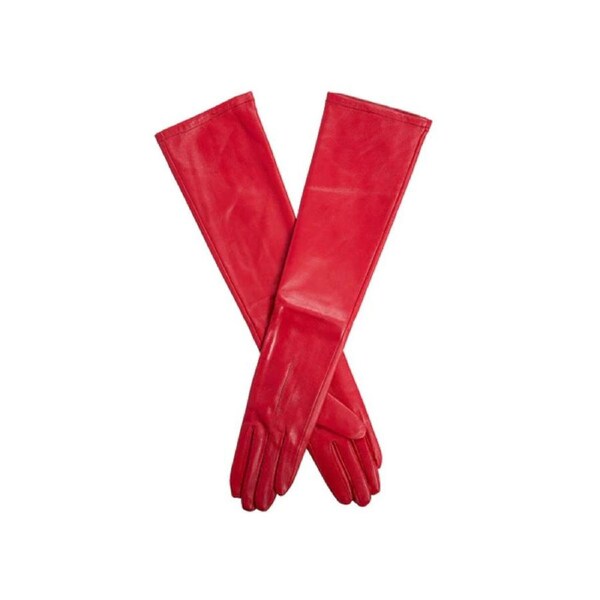 Dents Mia Womens Single Point Long Leather Gloves - Berry Large