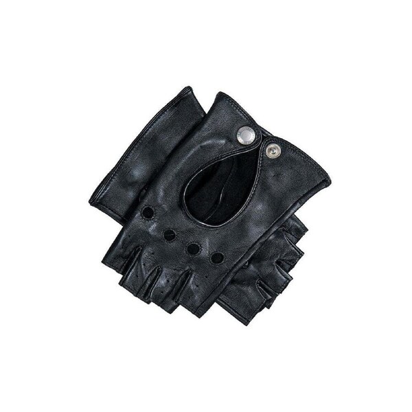 Dents Women’s Leather Fingerless Keyhole Driving Gloves - Black Large