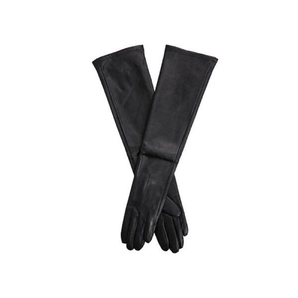 Dents Mia Womens Single Point Long Leather Gloves - Black Large